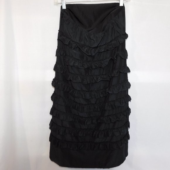 GAP Womens 4 Strapless Ruffle Black Silk Blend Cocktail Dress - Picture 10 of 10